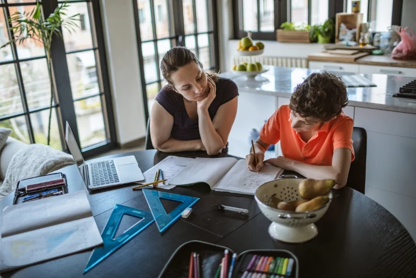 Mother Homeschooling Her Child