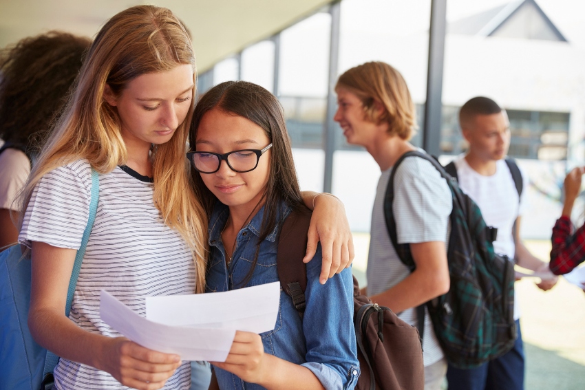 Friends Discussing Their GCSE Results