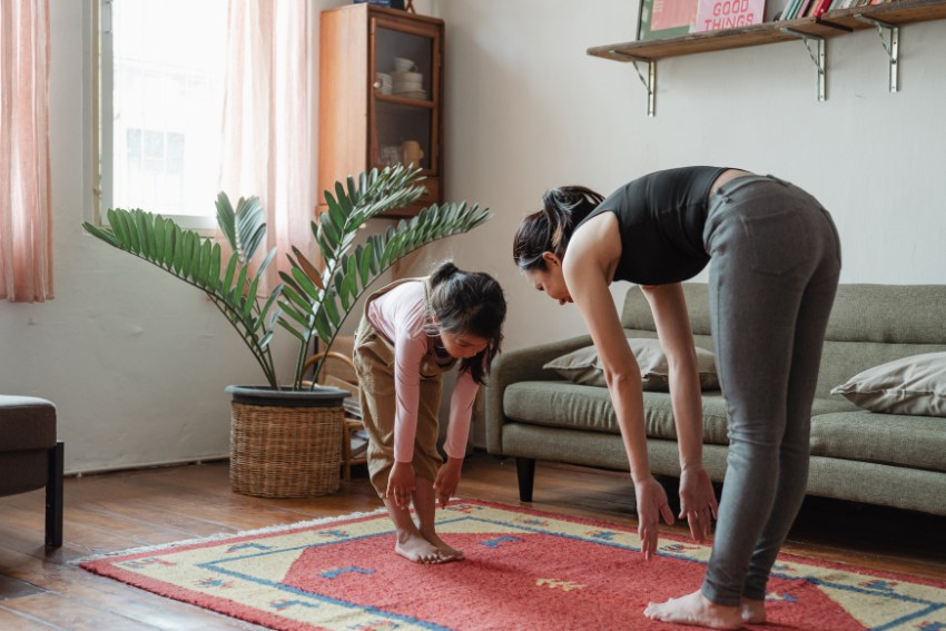 Child and Parent Doing Relaxation Exercise