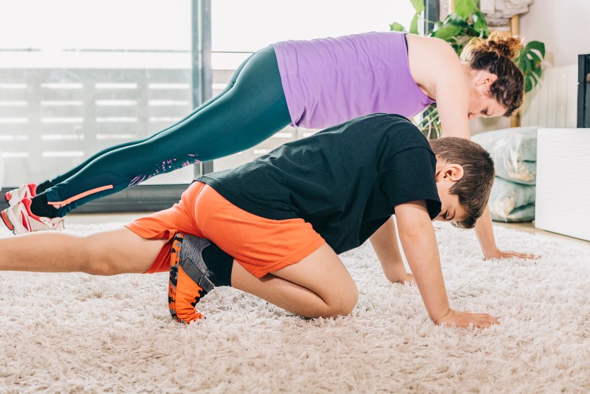 Cild and Parent Doing Breathing Exercise