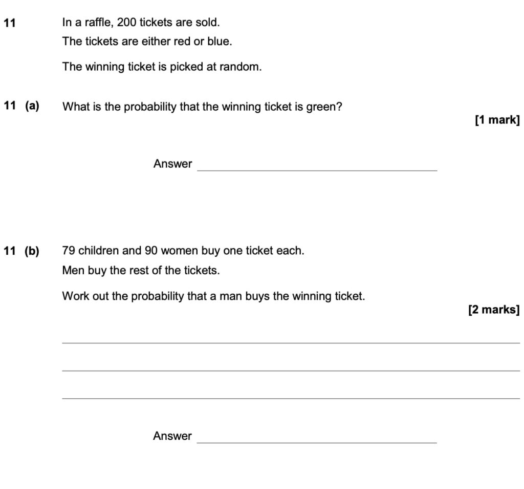 GCSE Maths Paper - Probability