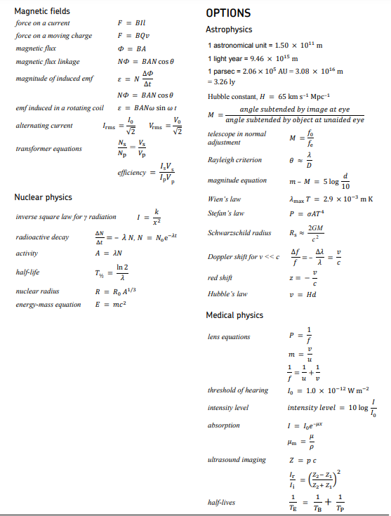 A-level Physics formulae 8