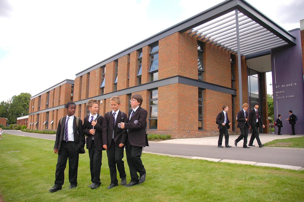 St Olave's Grammar School and students around campus - Top 8 Best State Schools in the UK