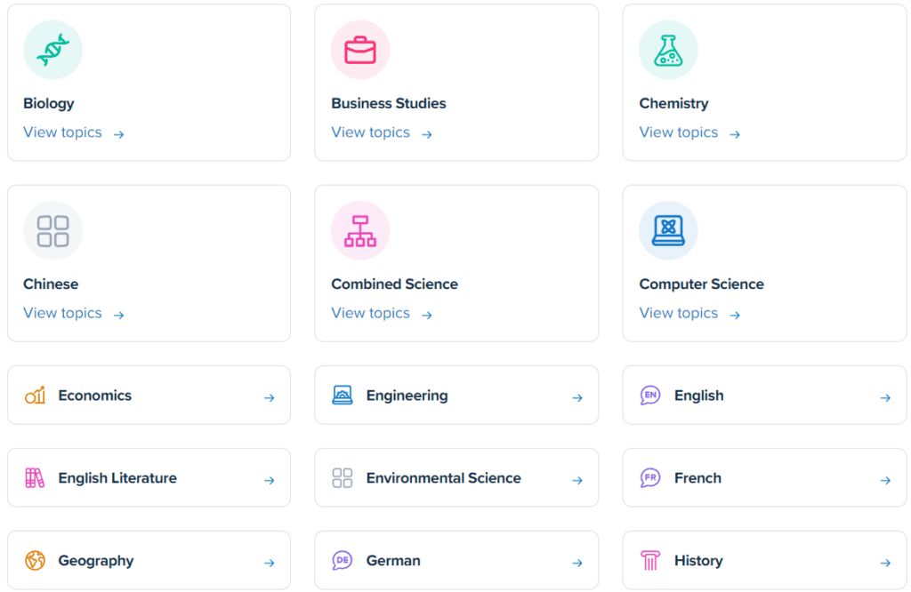 Main subjects - StudySmart