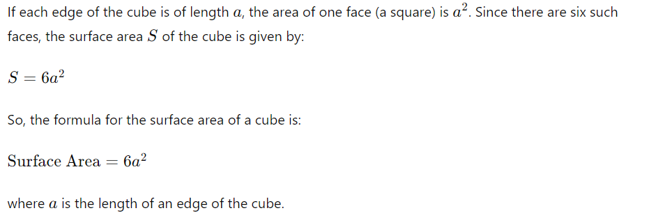 The Formula for the Surface Area of a Cube