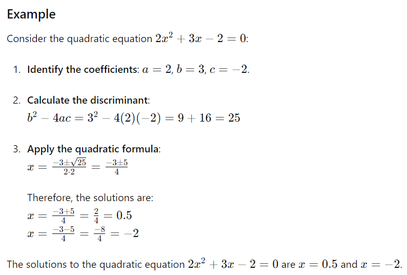General Formula for Quadratic Equation