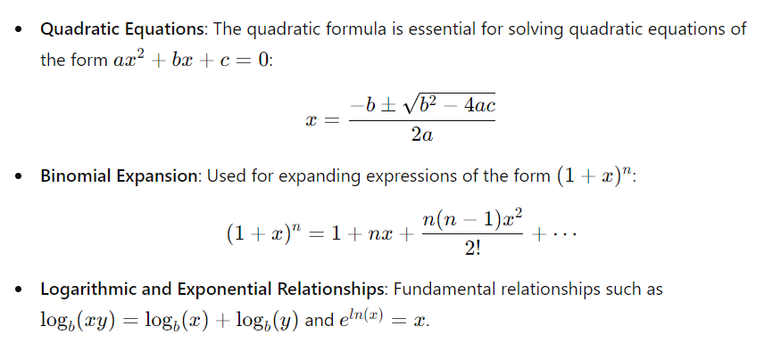 Algebra and Functions - A-Level Maths Formula Sheet