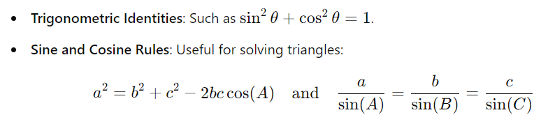 Trigonometry - A-Level Maths Formula Sheet