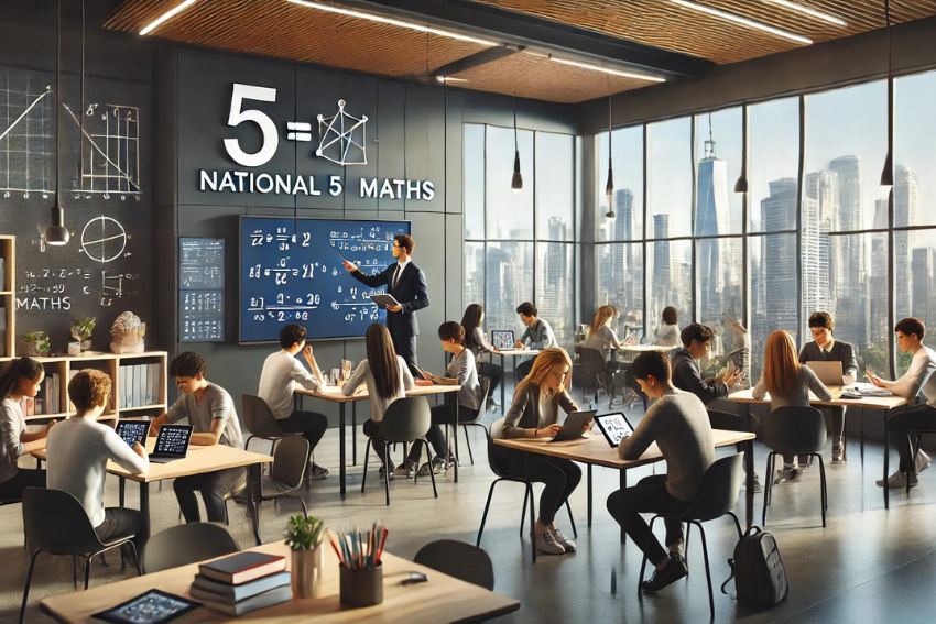 Students in classroom studying national 5 maths