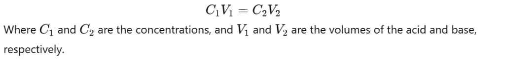 titration experiment formula